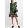 Striped Embroidered Poplin Skirt Manufacture Wholesale Fashion Women Apparel (TA3036S)